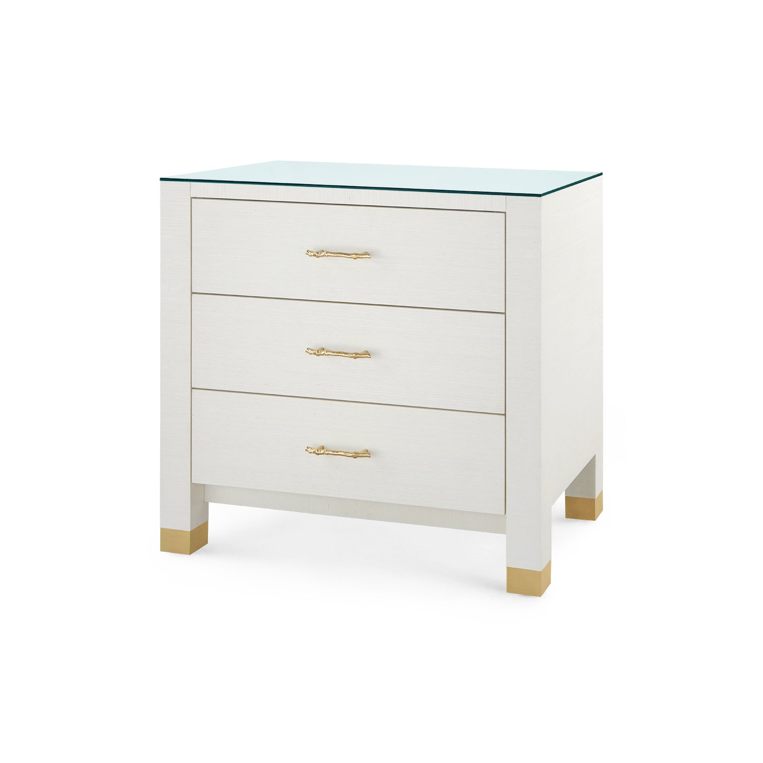 Villa & House Camden 3-Drawer Side Table with Glass Top