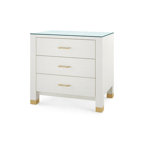 Villa & House Camden 3-Drawer Side Table with Glass Top