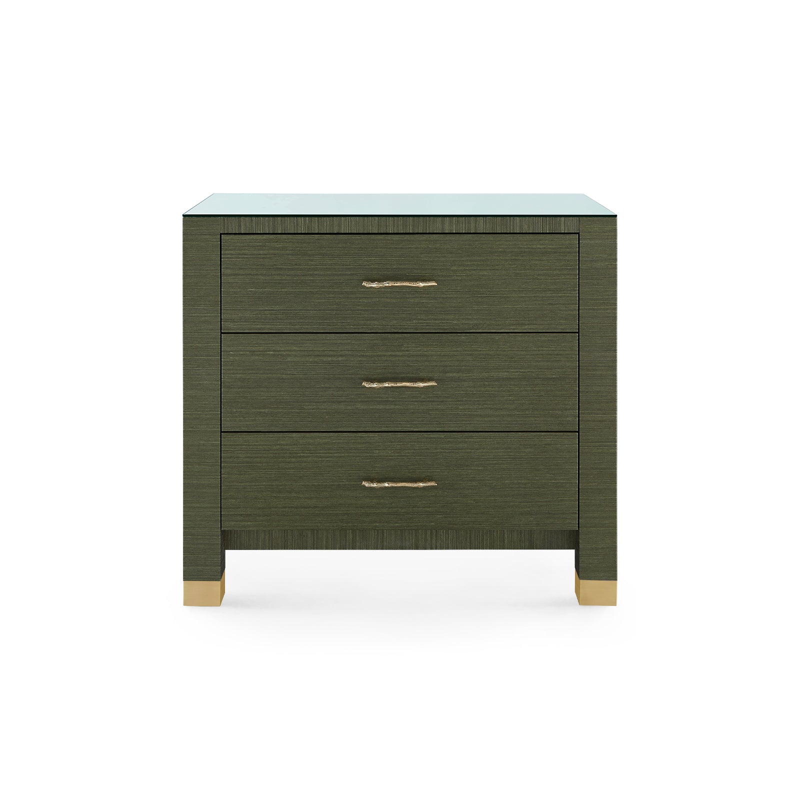 Villa & House Camden 3-Drawer Side Table with Glass Top