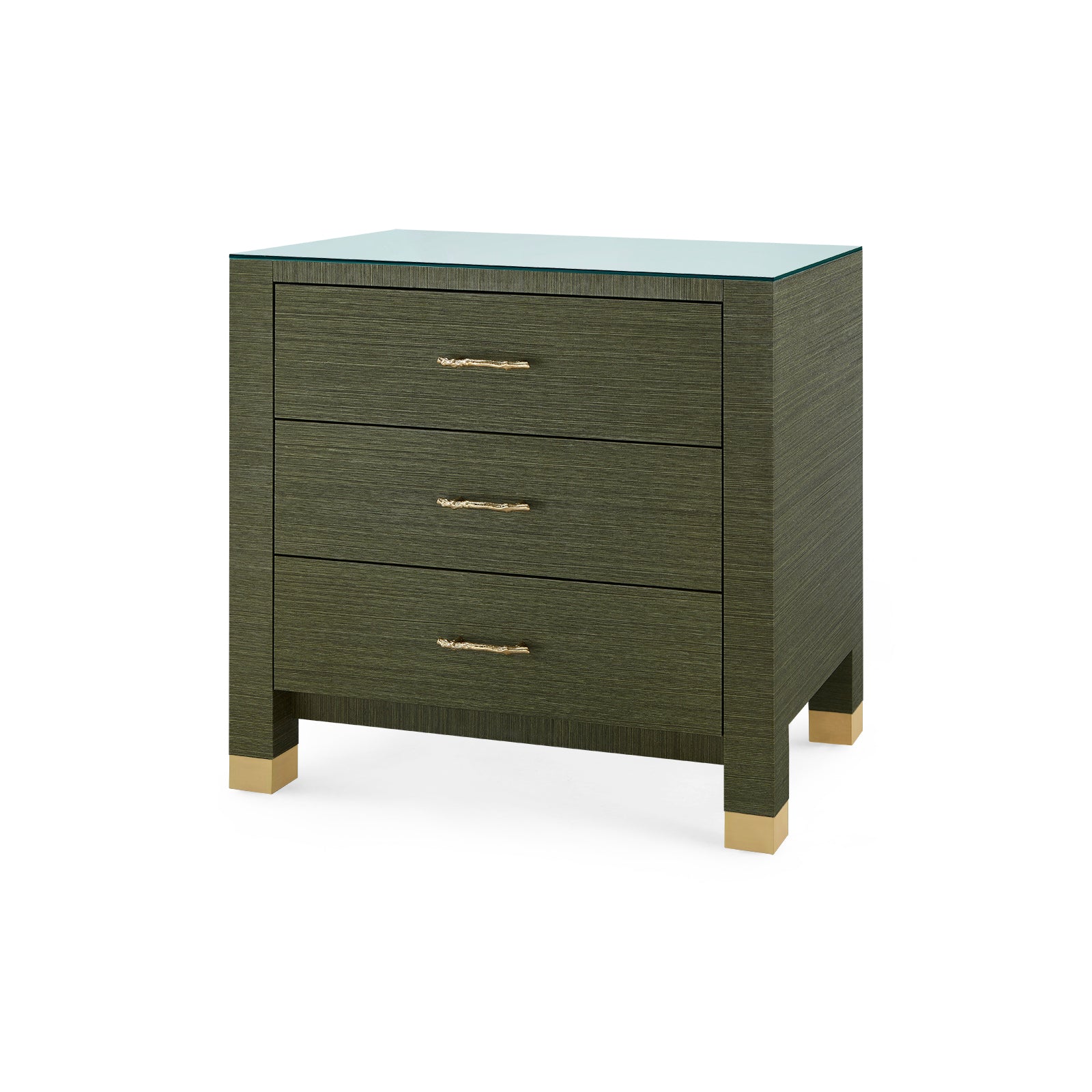 Villa & House Camden 3-Drawer Side Table with Glass Top