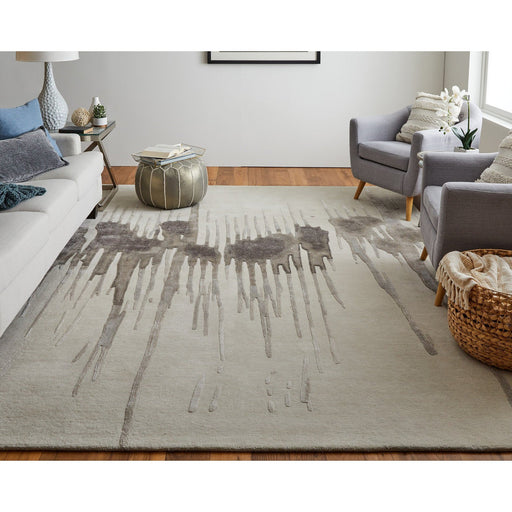 Feizy Anya 8882F Transitional Abstract Rug in Ivory/Brown/Taupe