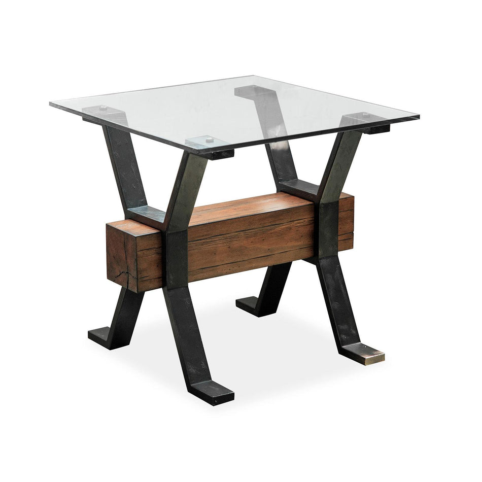Magnussen Home Sawyer Toasted Nutmeg And Smoked Iron Rectangular End Table