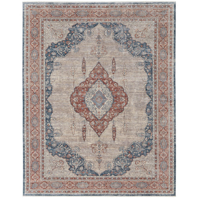 Feizy Marquette 39GRF Transitional Medallion in Gray/Red/Blue