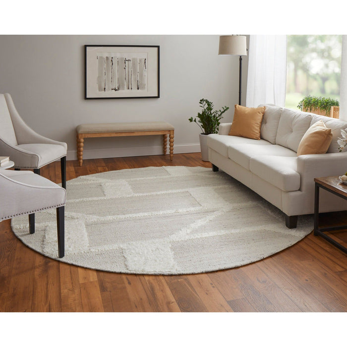 Feizy Ashby 8908F Transitional Geometric Rug in Tan/Ivory