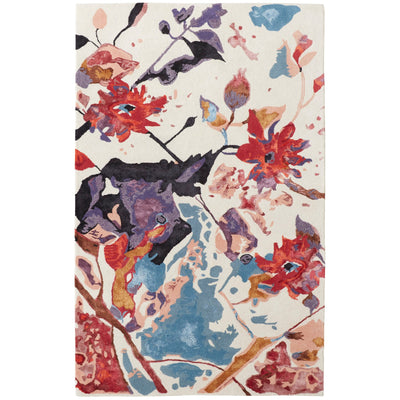 Feizy Dafney 8863F Transitional Floral & Botanical in Red/Blue/Purple