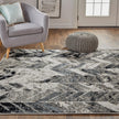 Feizy Micah 3048F Modern Chevron Rug in Black/Gray/Silver