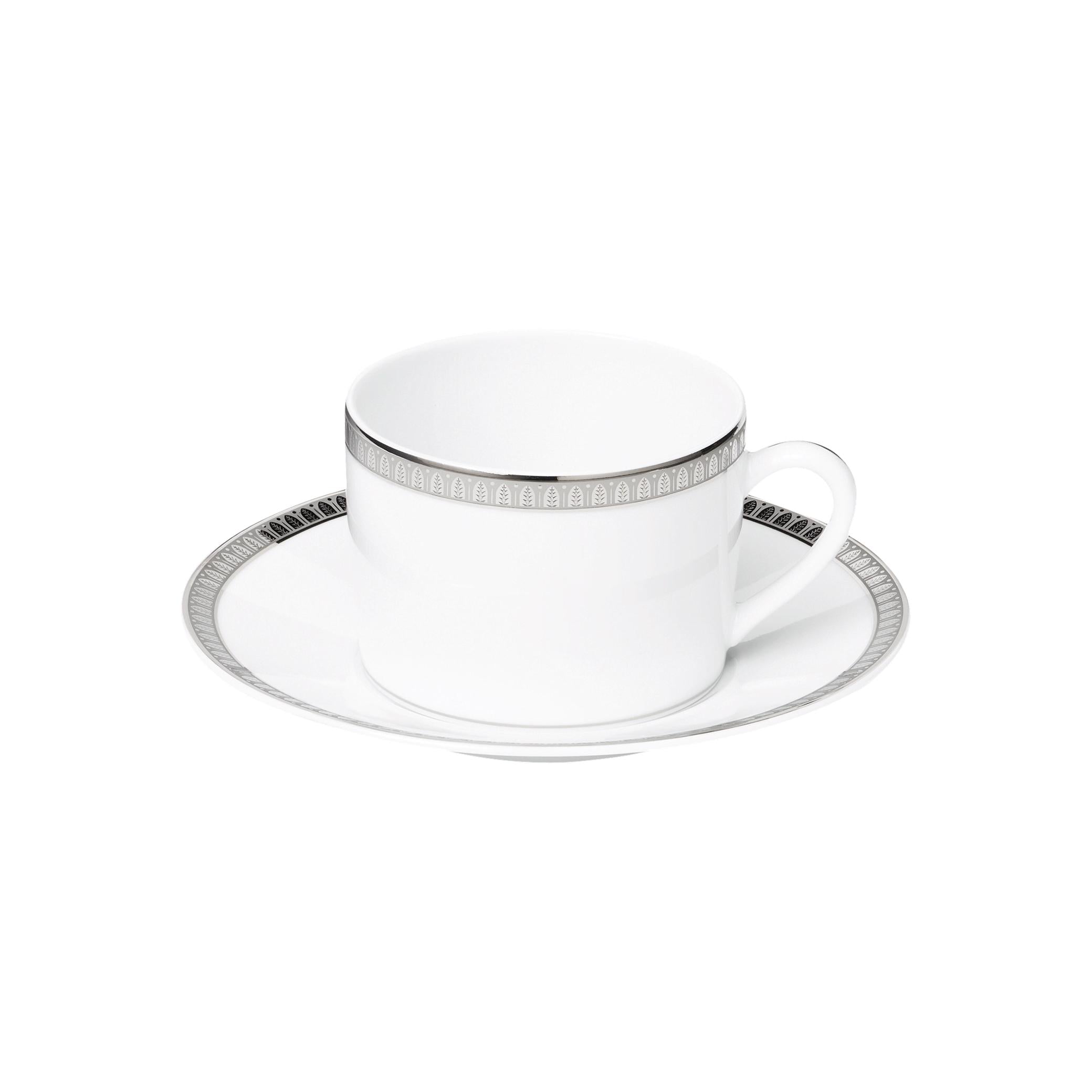 Christofle Malmaison Gilded Porcelain Tea Cup and Saucer
