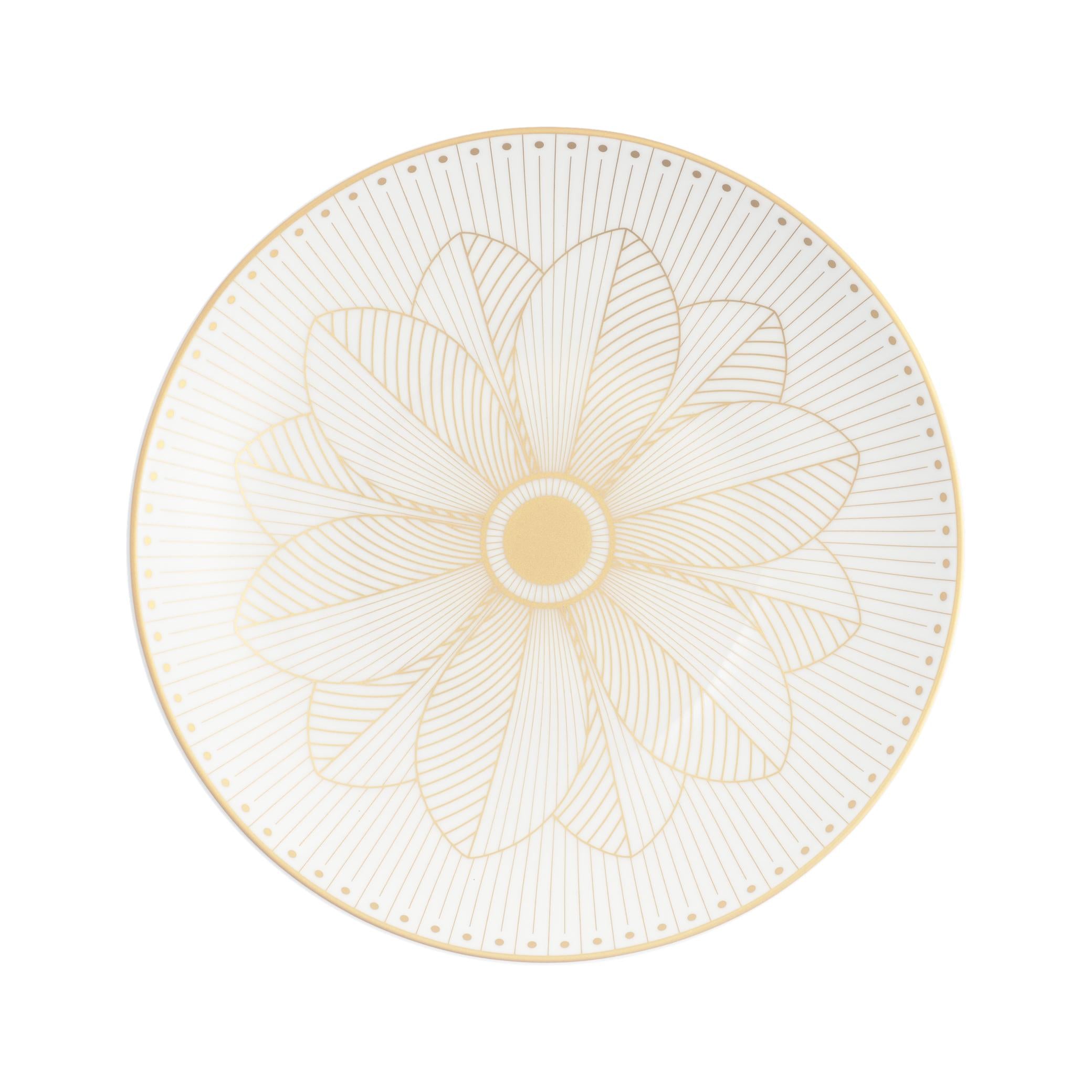 Christofle Malmaison Impériale Porcelain Bread Plate Gold Finish