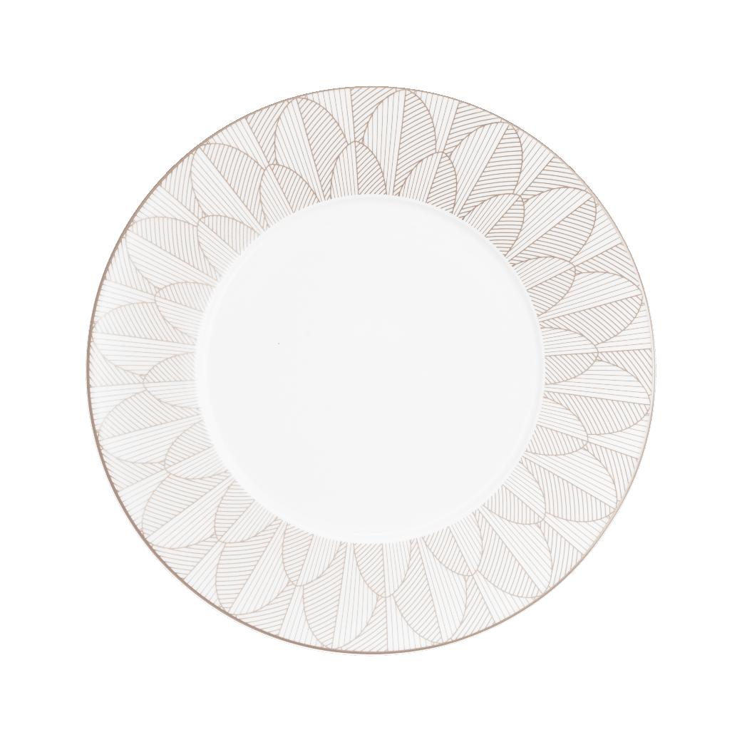 Christofle Malmaison Impériale Porcelain Dinner plate Platinium Finish