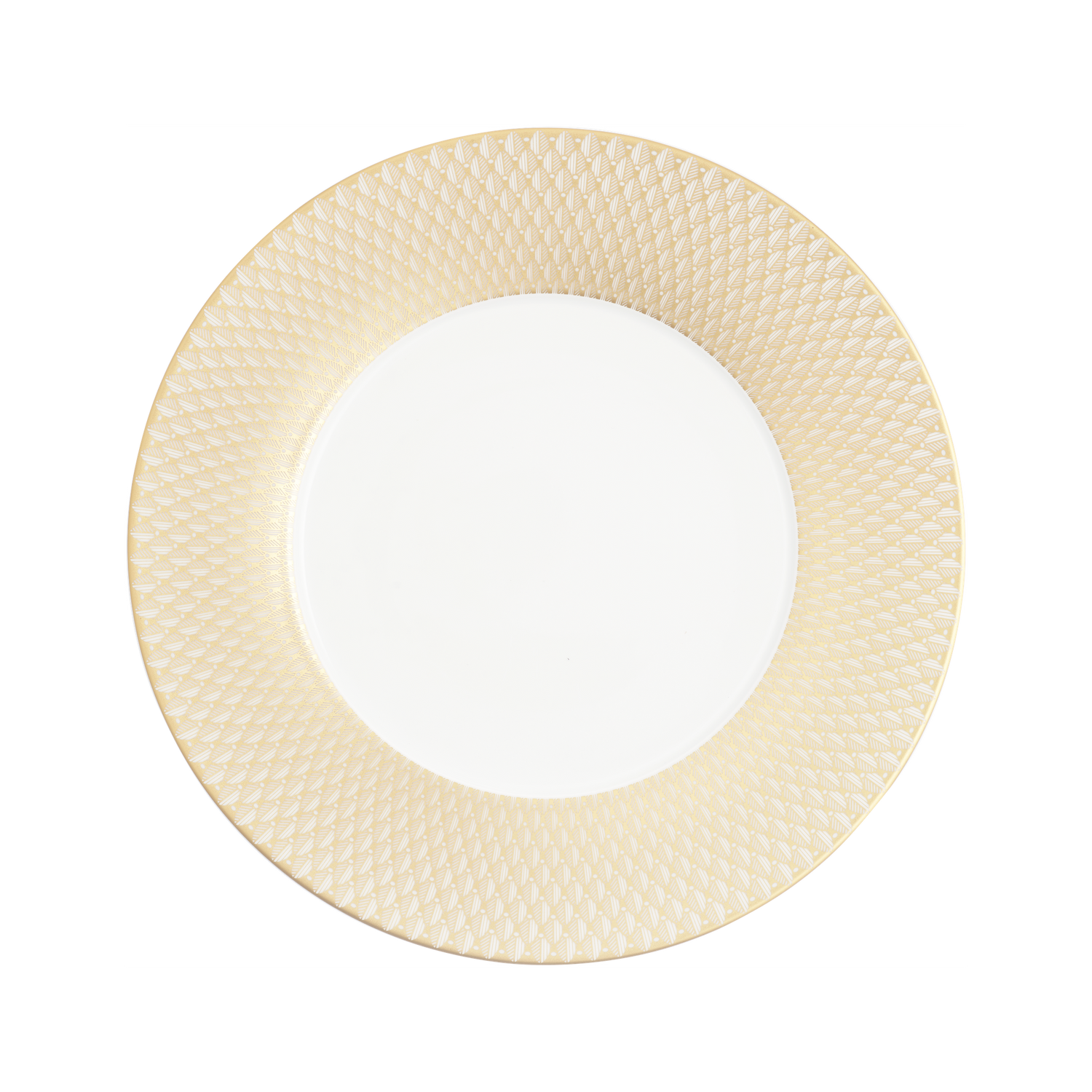 Christofle Malmaison Impériale Porcelain Underplate Gold Finish