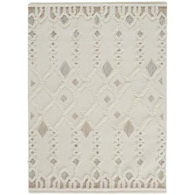Feizy Anica 8011F Transitional Trellis & Lattice Rug in Ivory/Tan/Silver