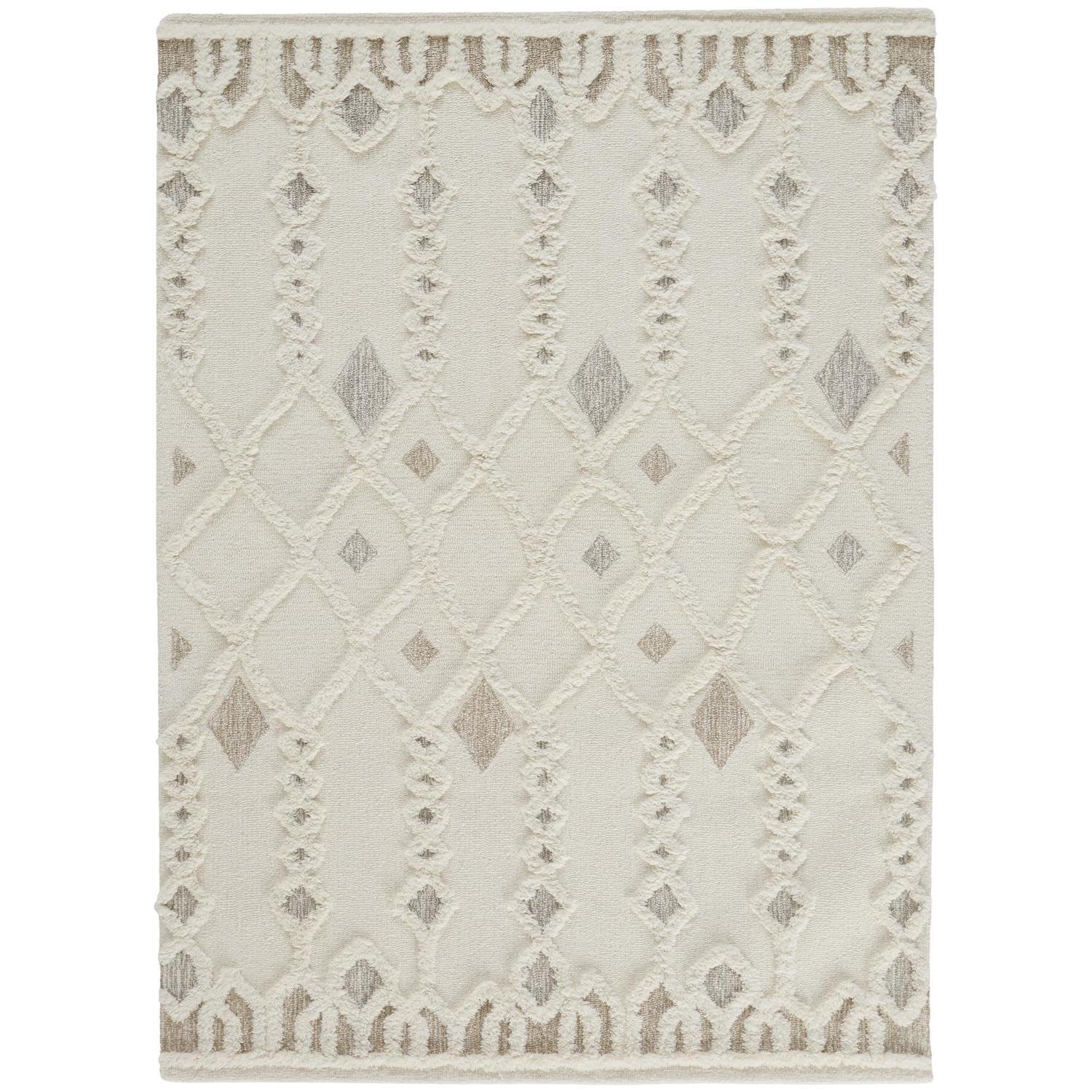 Feizy Anica 8011F Transitional Trellis & Lattice Rug in Ivory/Tan/Silver