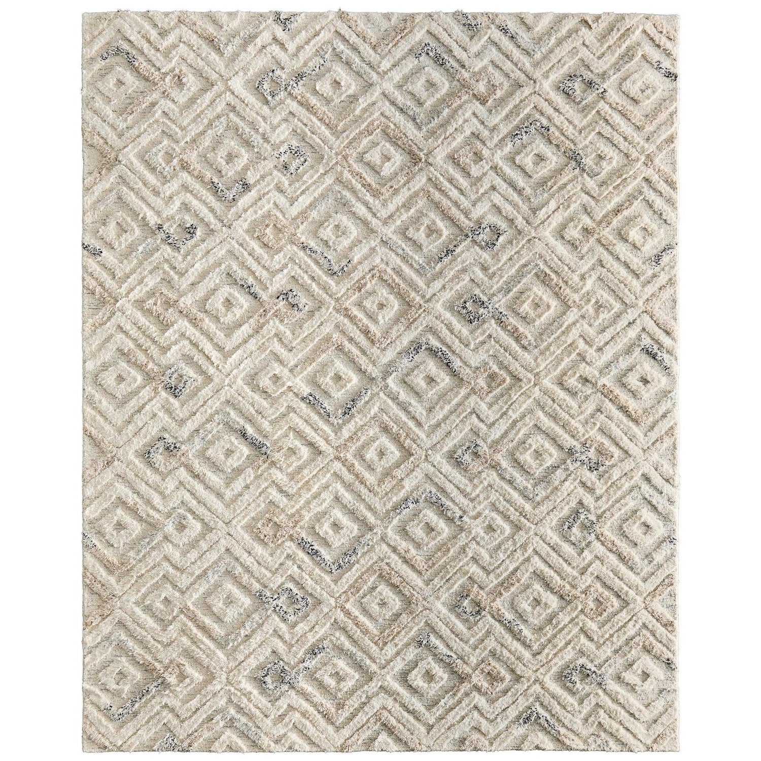 Feizy Anica 8004F Transitional Moroccan Rug in Ivory/Gray/Black