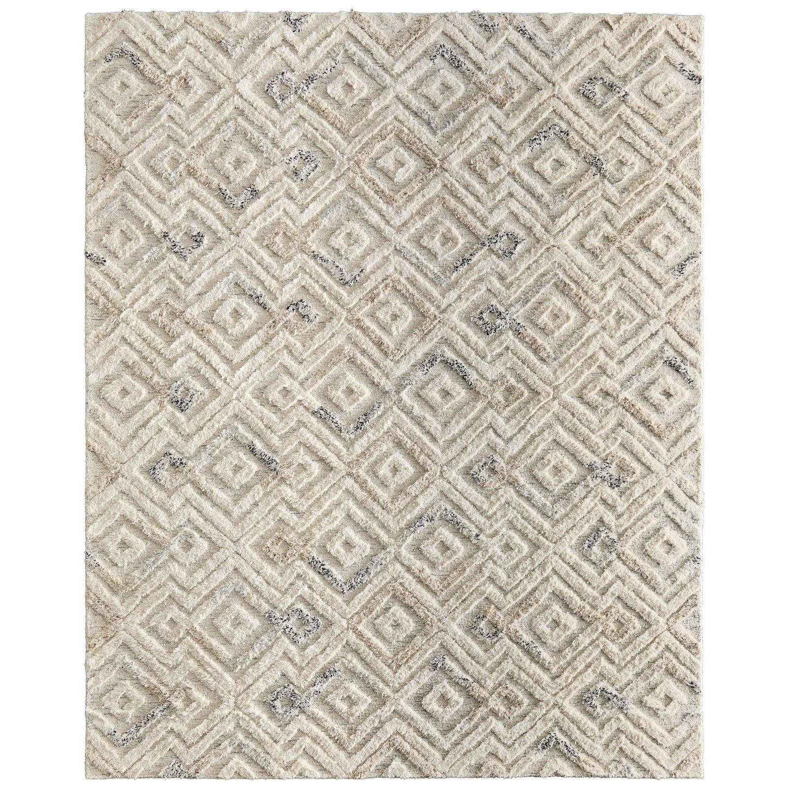 Feizy Anica 8004F Transitional Moroccan Rug in Ivory/Gray/Black