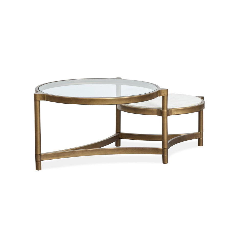 Magnussen Home Cassidy Aged Brass & Volakas Classic Shaped Cocktail Table