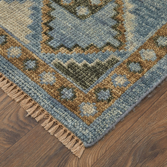 Feizy Fillmore 6935F Traditional Medallion Rug in Blue/Green