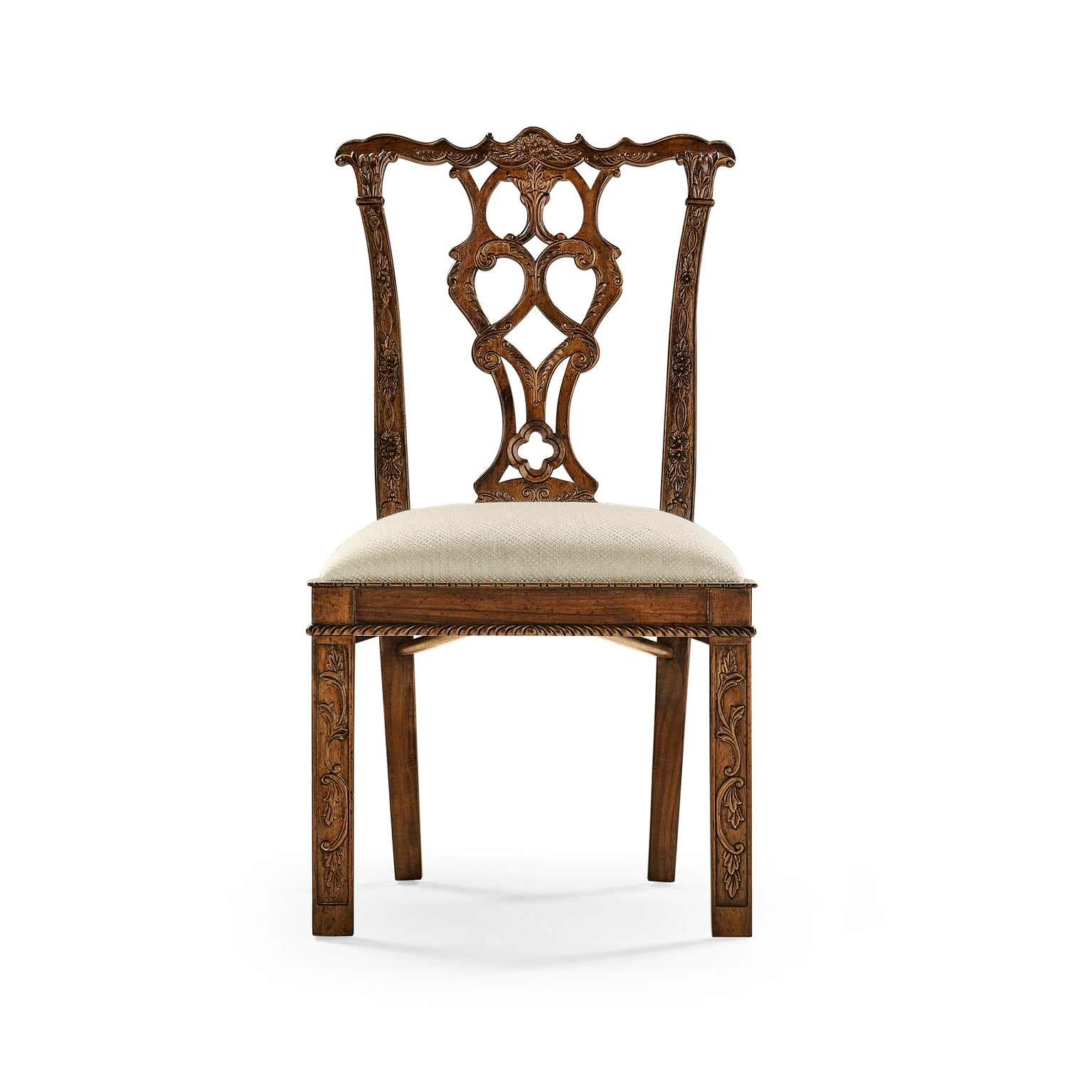 Jonathan Charles Chippendale Rococo Quatrefoil Side Chair