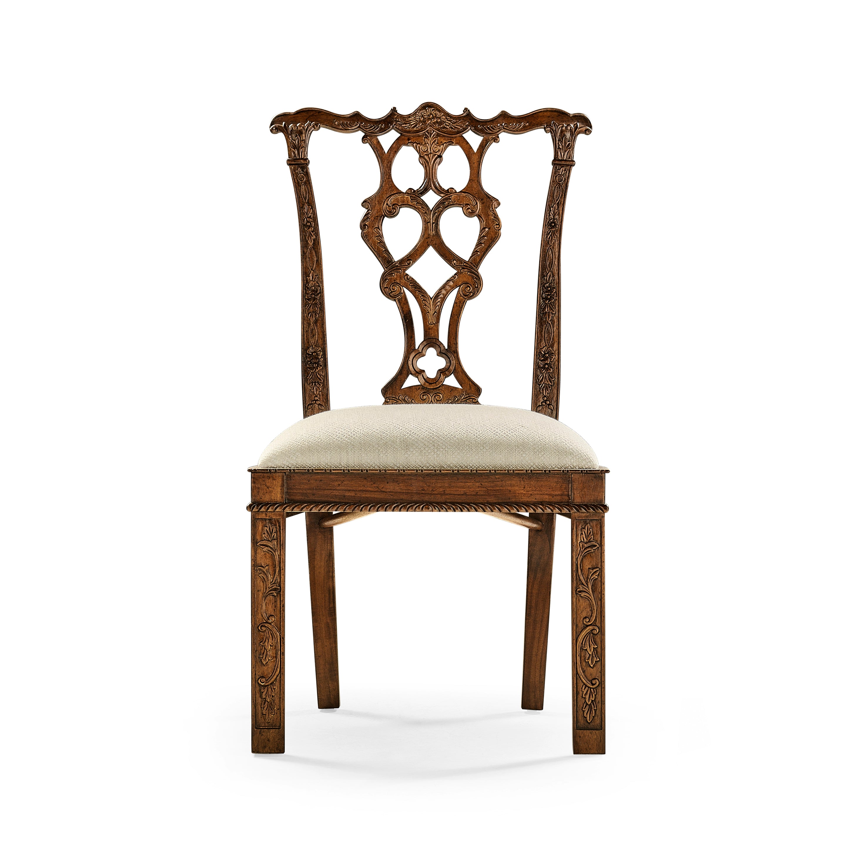 Jonathan Charles Chippendale Rococo Quatrefoil Side Chair