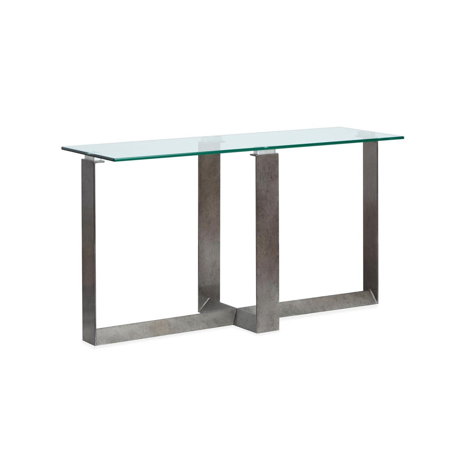 Magnussen Home Holden Aged Pewter & Chrome Pucks Rectangular Sofa Table