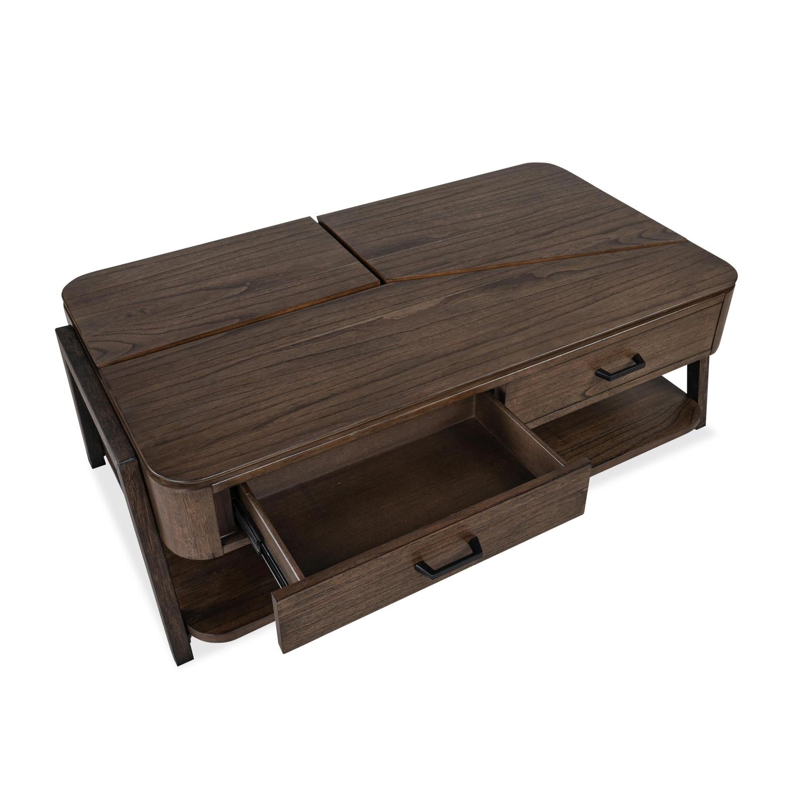 Magnussen Home Hallie Milk Chocolate & Dark Chocolate Lift Top Storage Cocktail Table With Casters