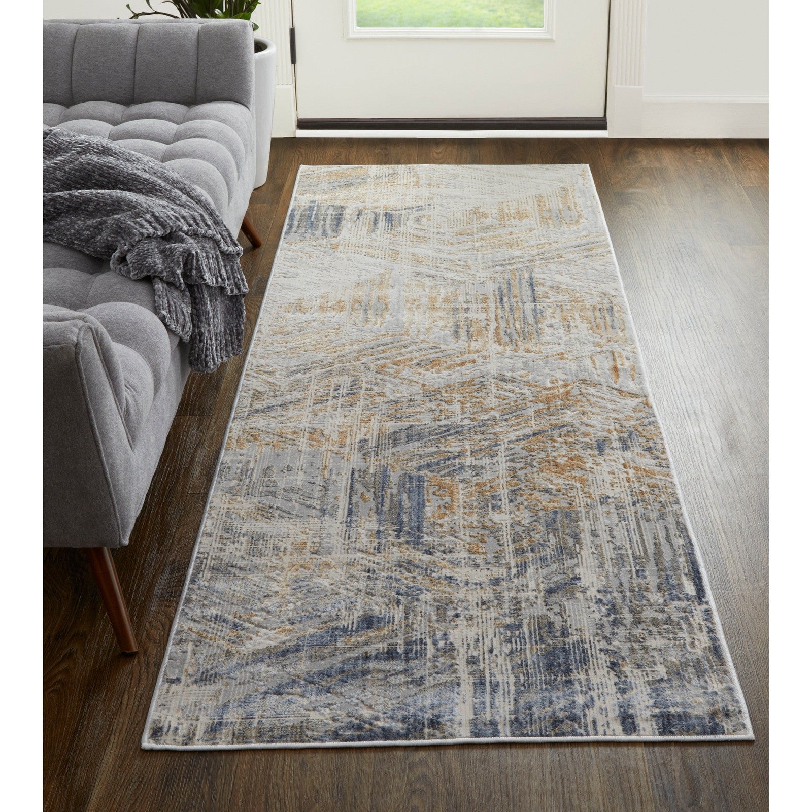 Feizy Laina 39G6F Transitional Abstract in Tan/Ivory/Gray