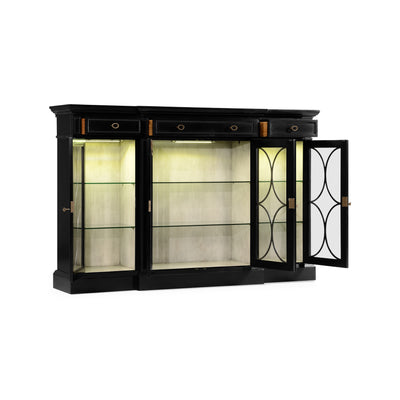 Jonathan Charles Traditional Four Door Breakfront Display Cabinet
