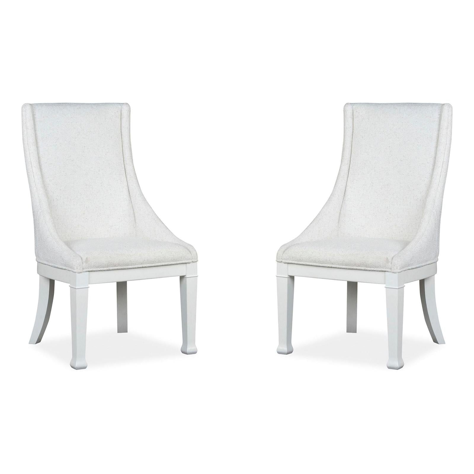 Magnussen Home Kingston Whisper White & Cerused Nutmeg Upholstered Host Chair Set of 2