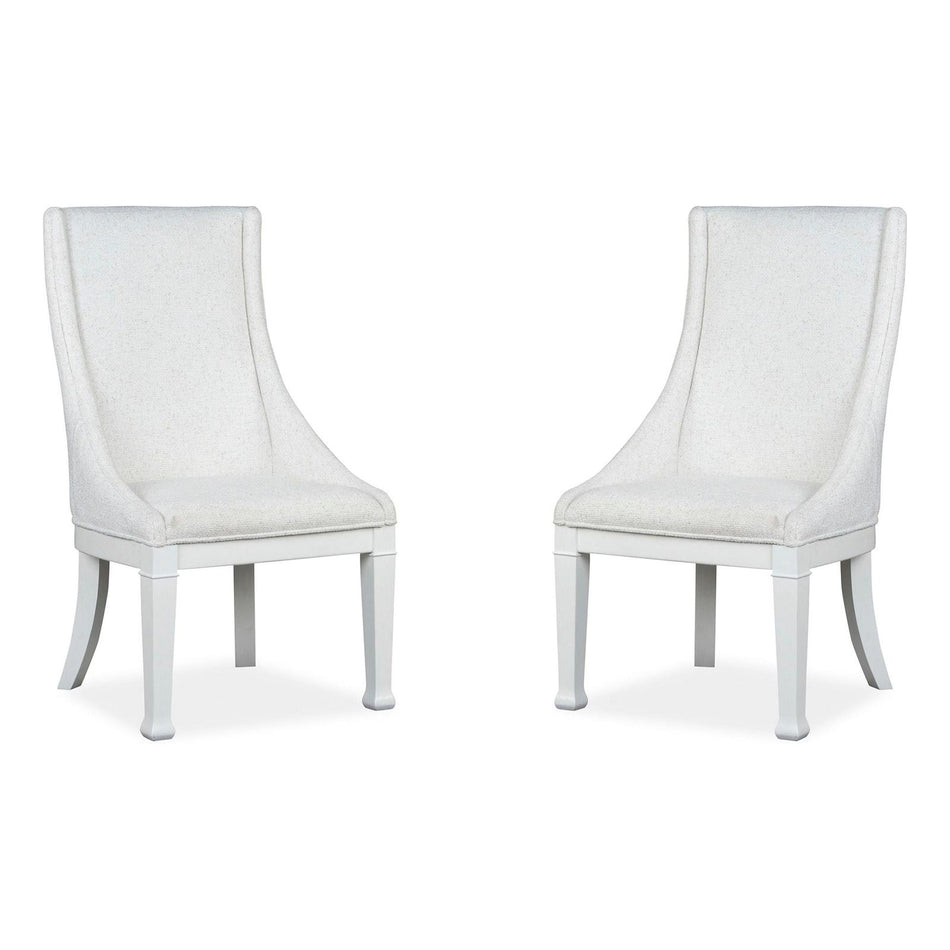 Magnussen Home Kingston Whisper White & Cerused Nutmeg Upholstered Host Chair Set of 2