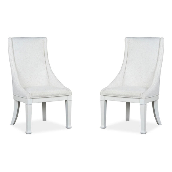Magnussen Home Kingston Whisper White & Cerused Nutmeg Upholstered Host Chair Set of 2