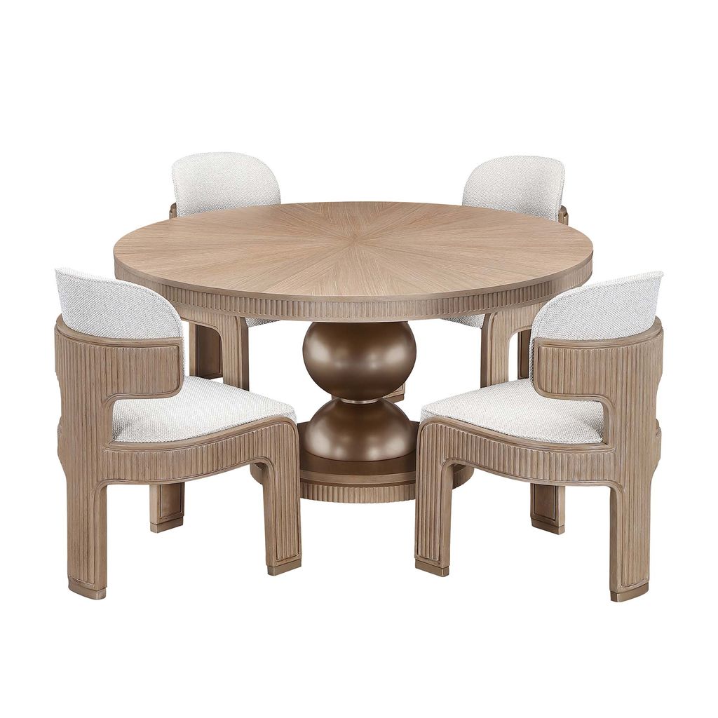 Michael Amini West Kensington Round Dining Table - Sea Salt Caramel