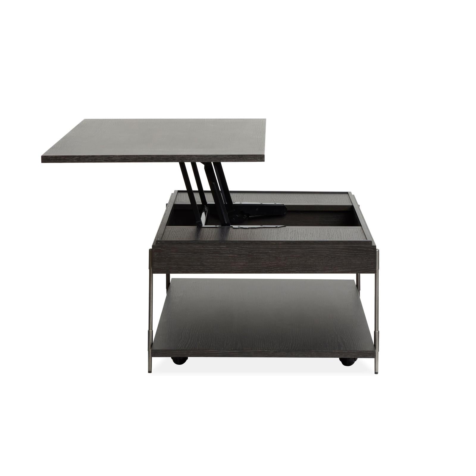 Magnussen Home Spencer Dark Briarsmoke Lift Top Storage Cocktail Table With Casters