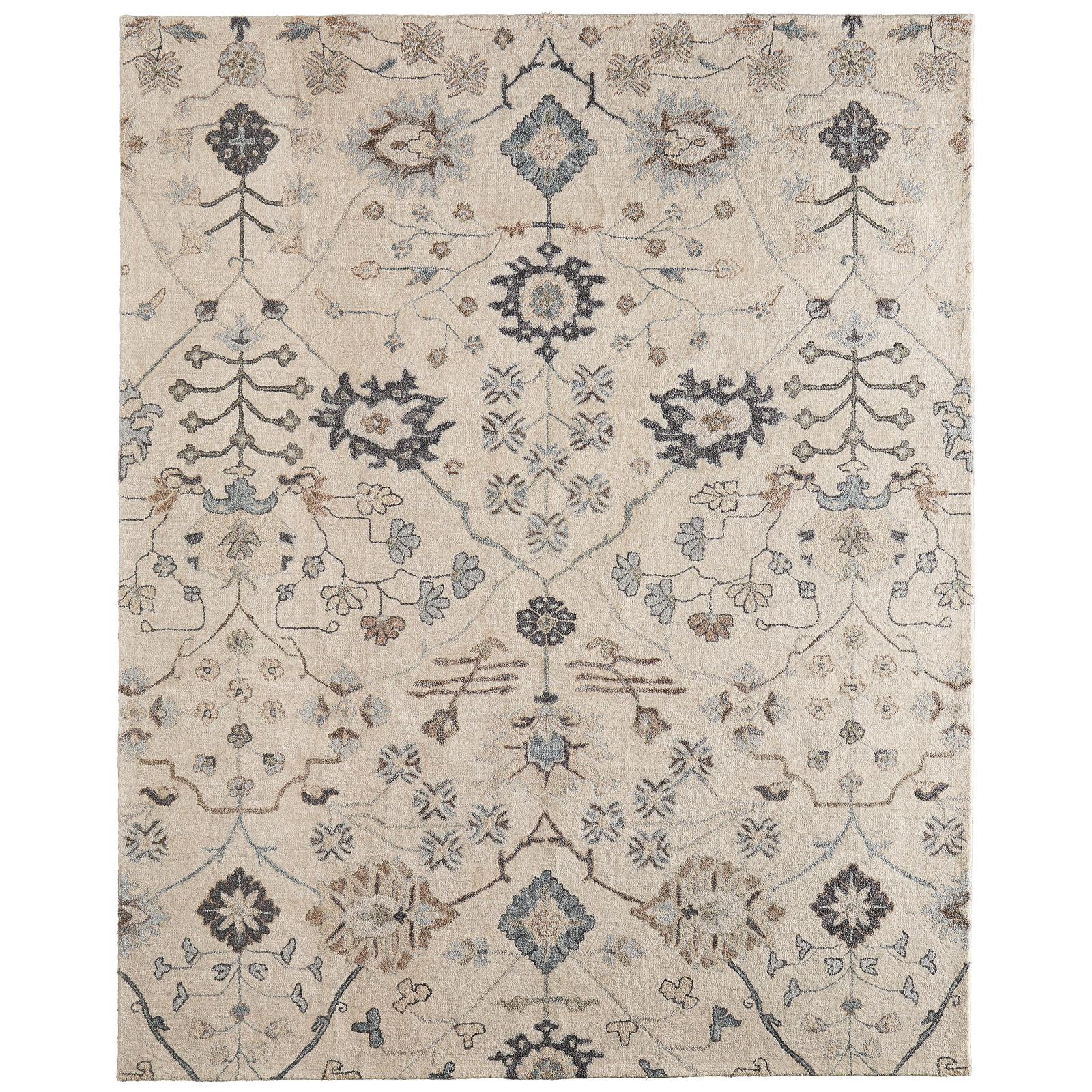 Feizy Springfield 8A48F Transitional Floral & Botanical Rug in Ivory/Tan/Gray