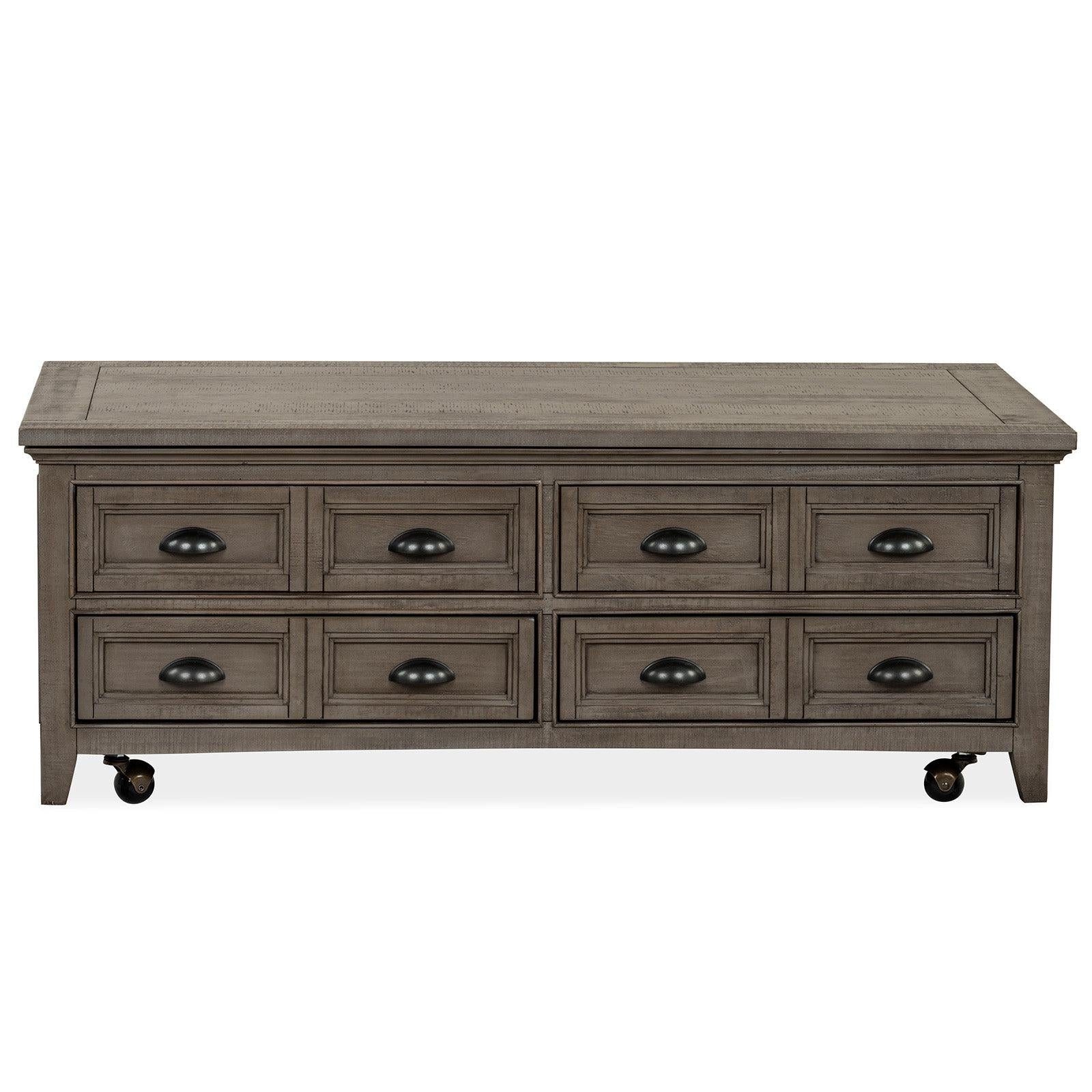Magnussen Home Paxton Place Dovetail Grey Lift Top Storage Cocktail Table With Casters