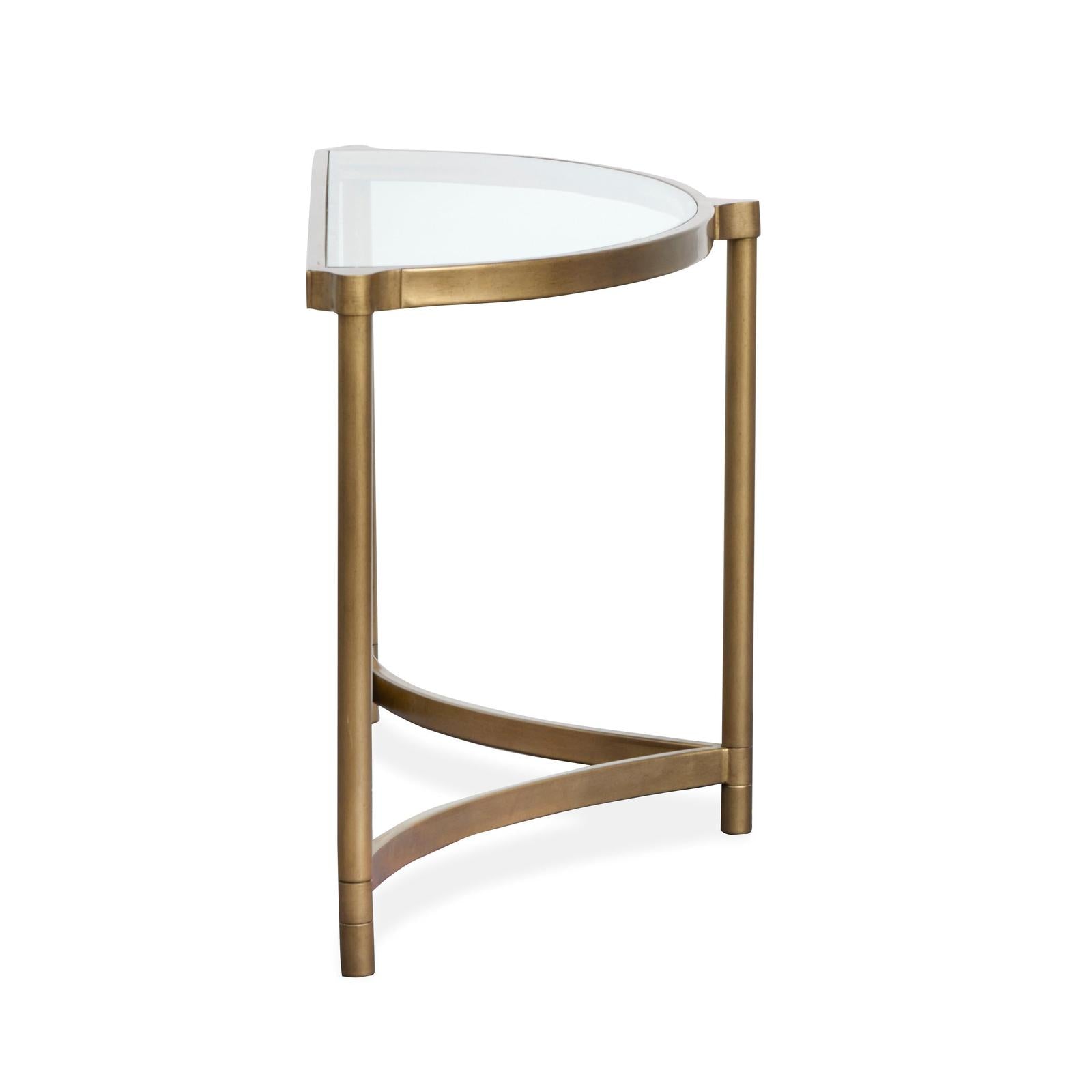 Magnussen Home Cassidy Aged Brass & Volakas Classic Demilune Sofa Table
