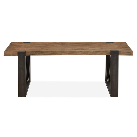 Magnussen Home Bowden Rustic Honey And Distressed Iron Rectangular Cocktail Table
