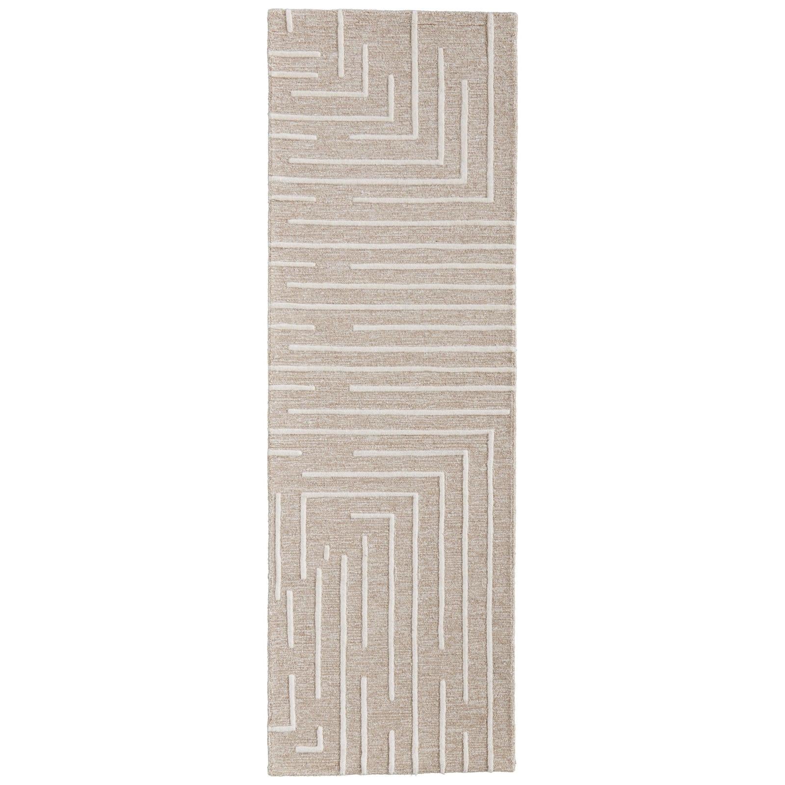 Feizy Fenner T8003 Transitional Geometric, Taupe/Ivory, Rug