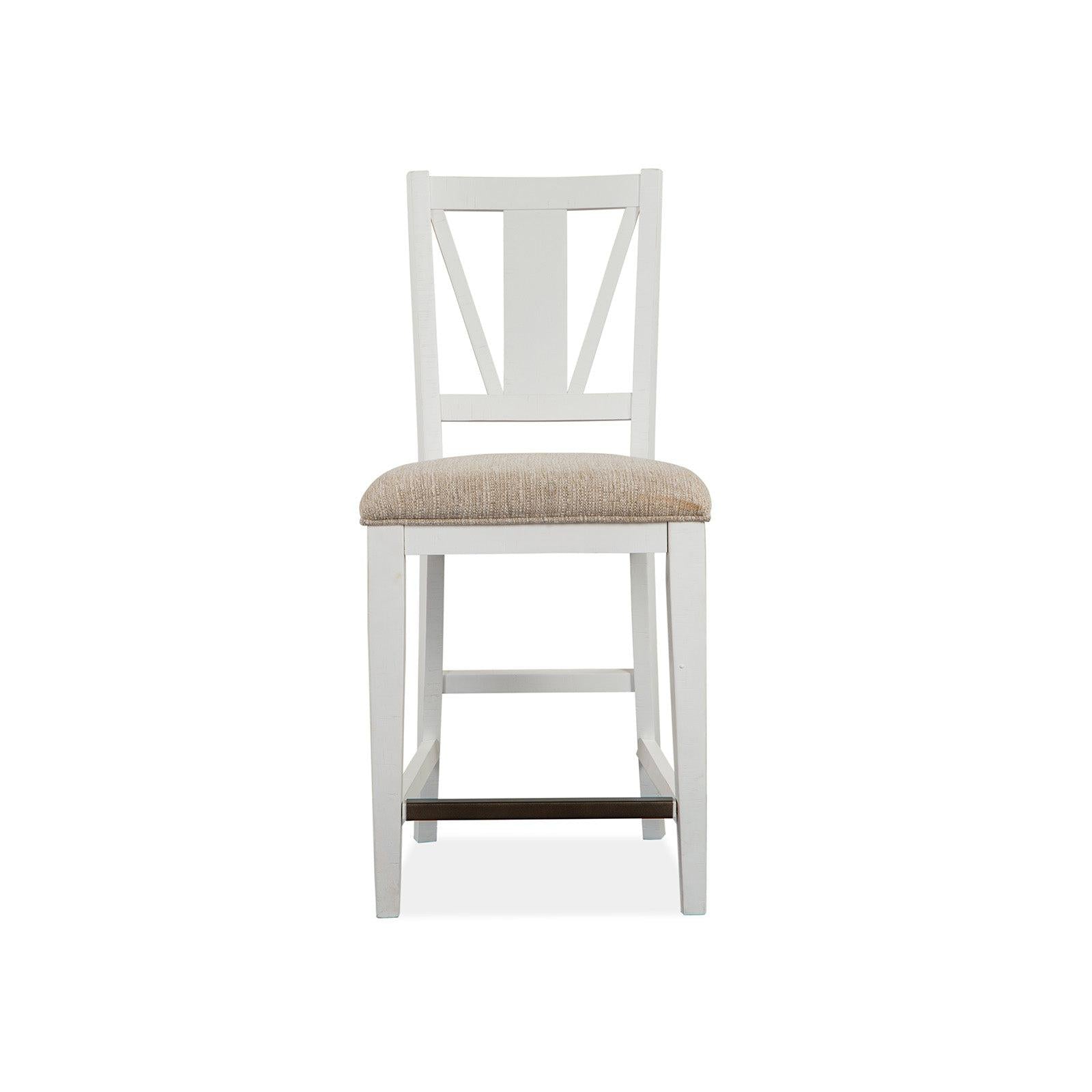 Magnussen Home Heron Cove Chalk White And Dovetail Grey Upholstered Counter Chair Set of 2