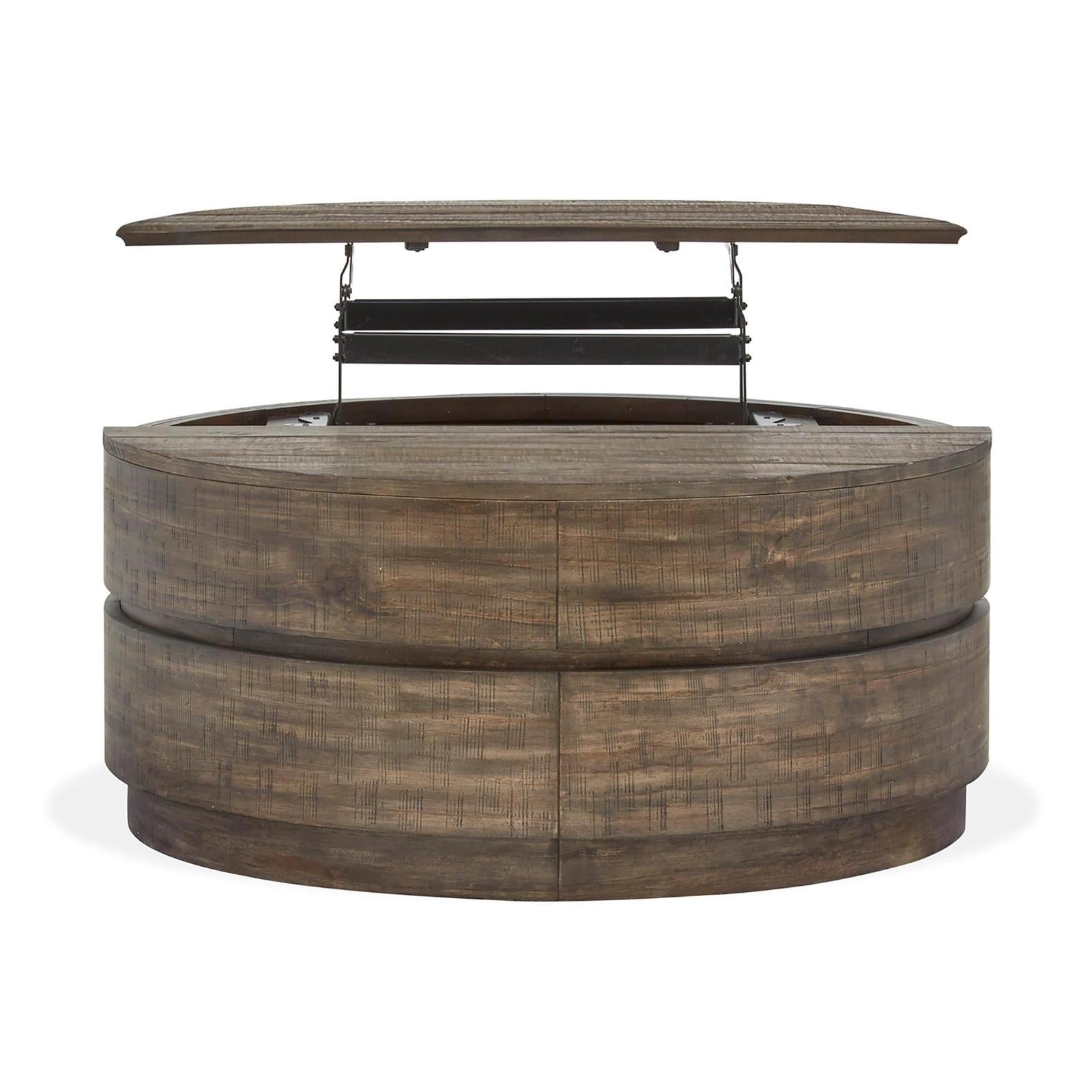 Magnussen Home Baisden Tobacco Lift Top Round Cocktail Table With Casters