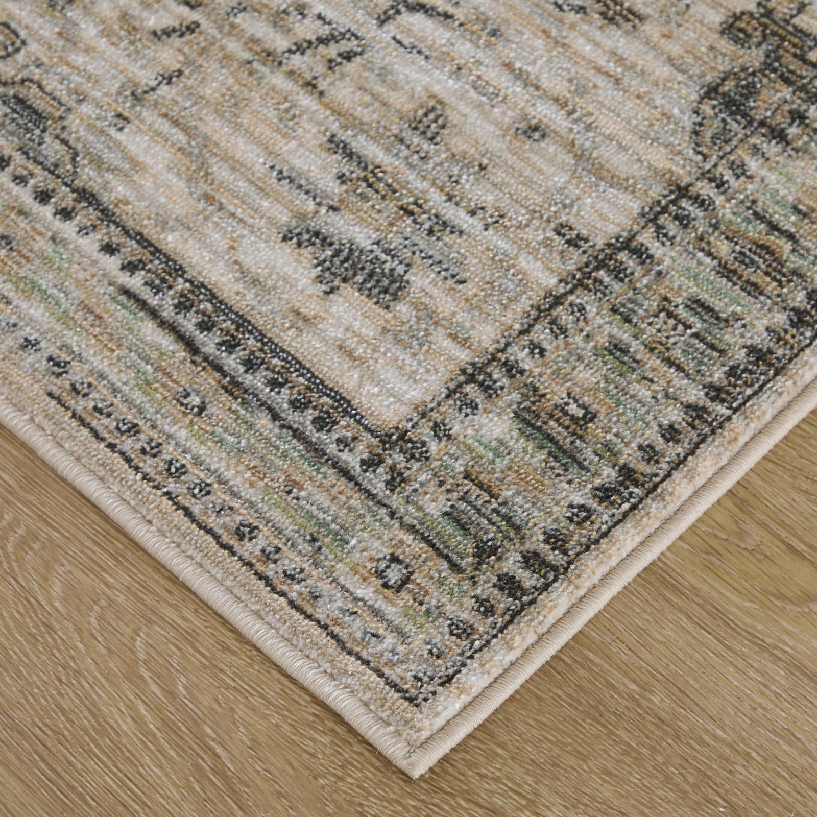 Feizy Augustine 39TVF Traditional Medallion, Tan/Green/Ivory, Rug
