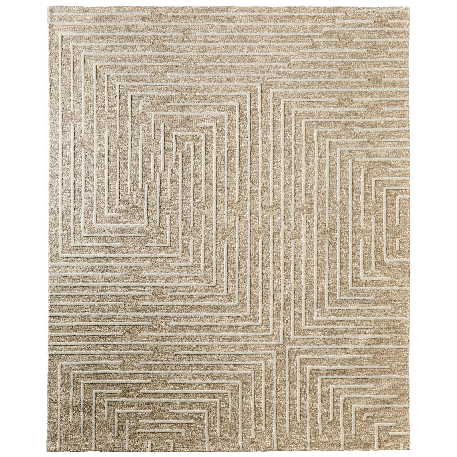 Feizy Fenner T8003 Transitional Geometric, Taupe/Ivory, Rug