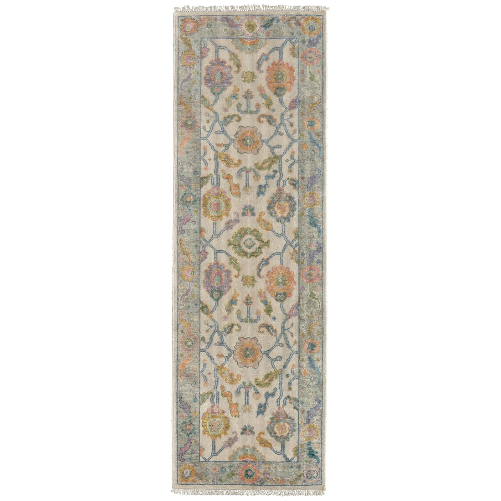 Feizy Karina 69G9F Transitional Floral & Botanical Rug in Ivory/Orange/Blue