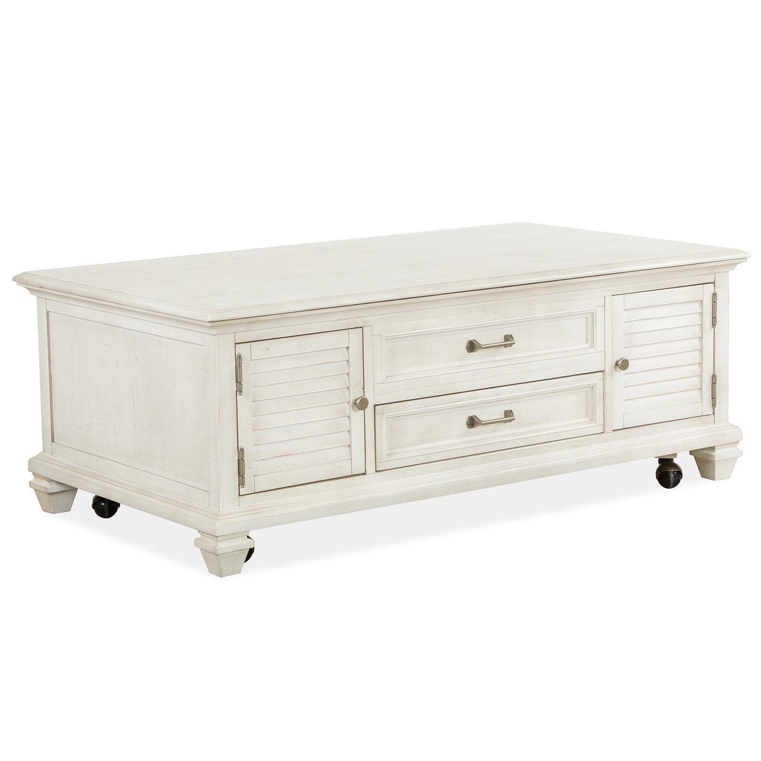 Magnussen Home Newport Alabaster Lift Top Storage Cocktail Table With Casters 