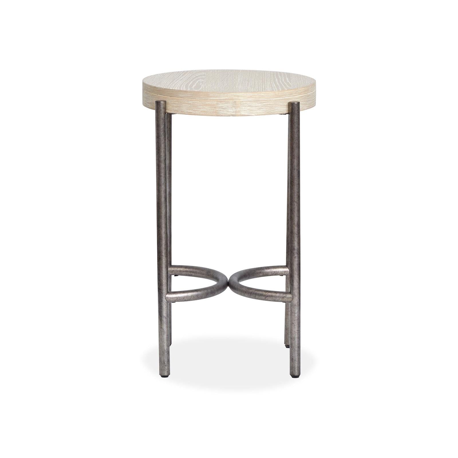 Magnussen Home Jennings Edgecomb Grey And Weathered Antique Nickel Round Accent Table