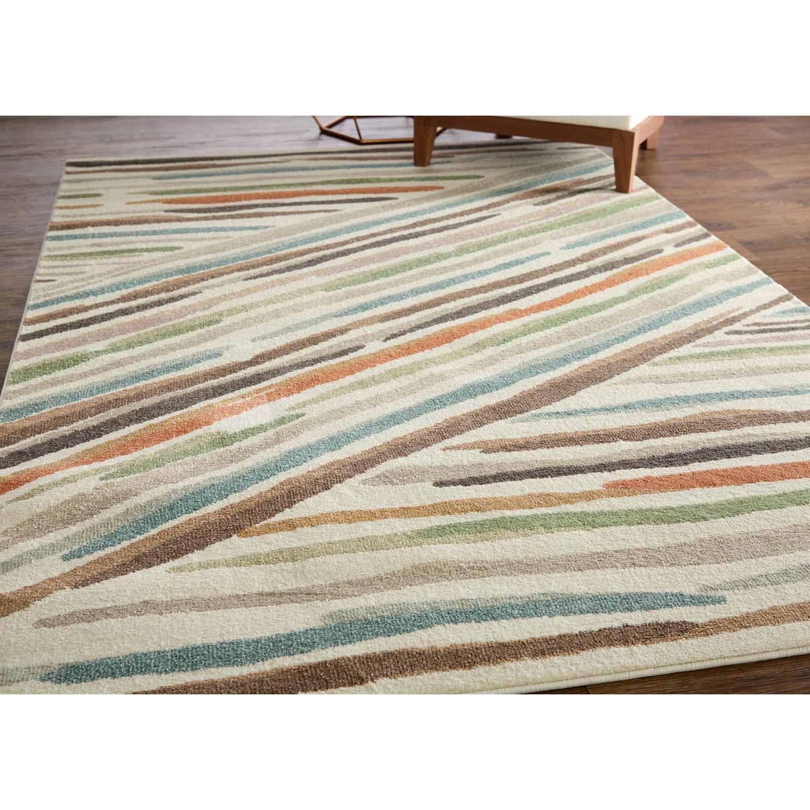 Feizy Eden 39QXF Modern Abstract Rug in Ivory/Brown/Blue