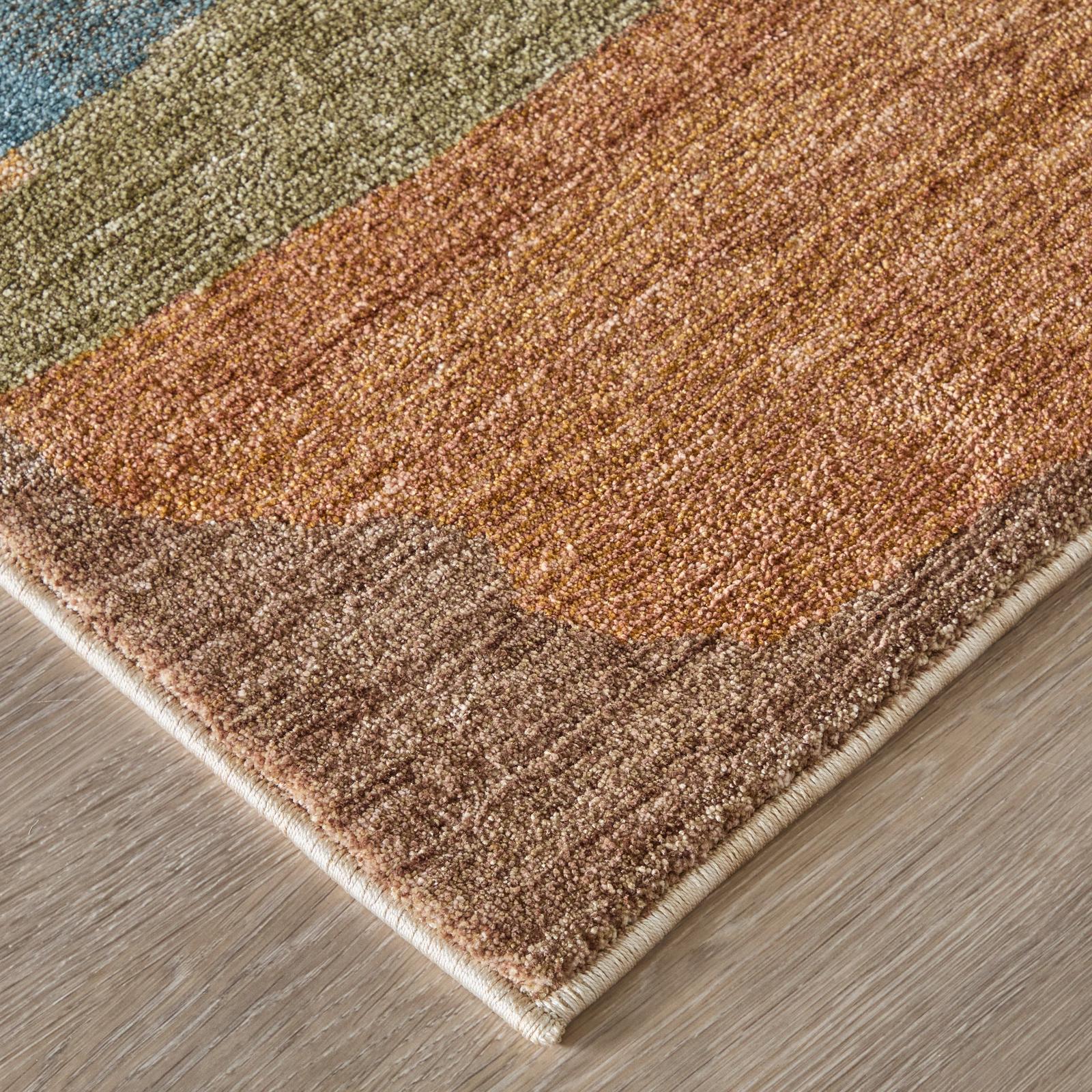 Feizy Pearson 39SDF Modern Abstract, Blue/Ivory/Orange, Rug