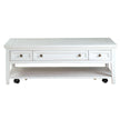 Magnussen Home Heron Cove Chalk White Rectangular Cocktail Table With Casters