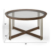 Magnussen Home Elora Walnut And Tarnished Silver And Clear Glass Round Cocktail Table