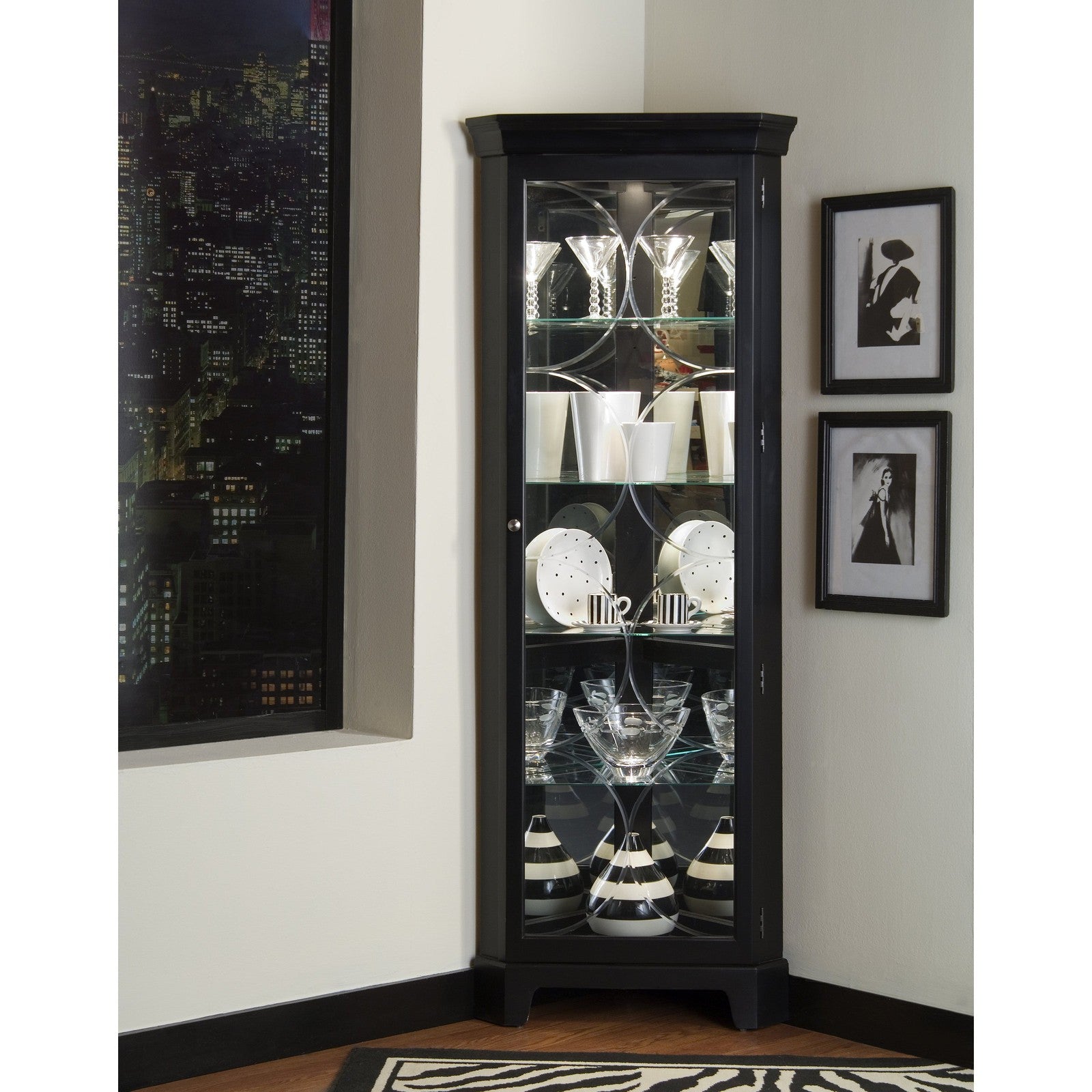 Pulaski Furniture PFC Curios Lighted Curio 4 Shelf Corner Cabinet