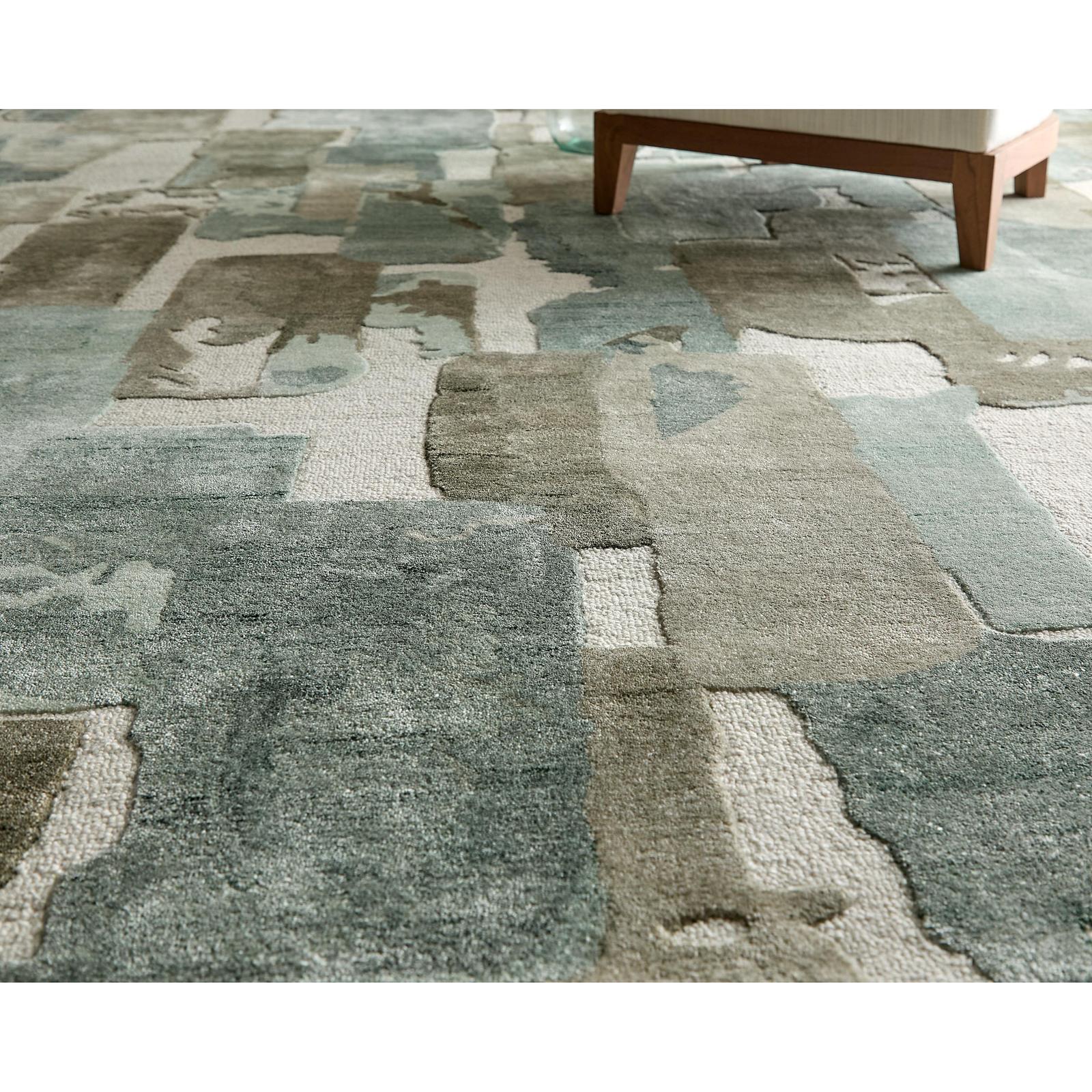 Feizy Kendall 8A59F Modern Abstract Rug in Green/Brown/Ivory