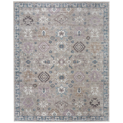 Feizy Dartmouth 39QLF Transitional Floral & Botanical Rug in Gray/Blue/Taupe